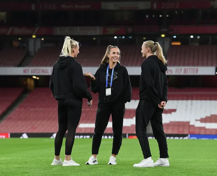 Framed Print : Arsenal Women's Champion League: Kaylan Marckese Gears Up in the Emirates Changing Room