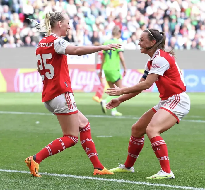 Framed Print : Arsenal Women's Champion League Semi-Final: Stina Blackstenius Scores Double against VfL Wolfsburg Framed Print : Arsenal Women's Champion League Semi-Final: Stina Blackstenius Scores Double against VfL Wolfsburg