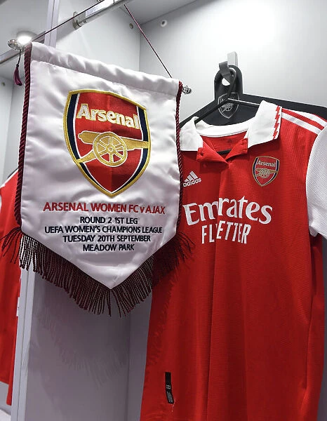 Arsenal Women's Champions League: Pennant in Arsenal Changing Room Before Arsenal vs Ajax Match