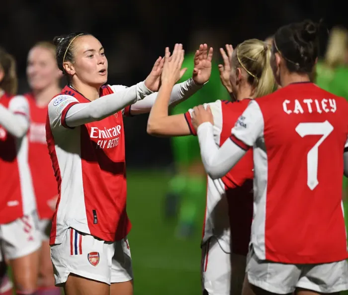 Framed Print : Arsenal Women's Champions League: Euphoric Goal Celebration between Caitlin Foord and Beth Mead Framed Print : Arsenal Women's Champions League: Euphoric Goal Celebration between Caitlin Foord and Beth Mead