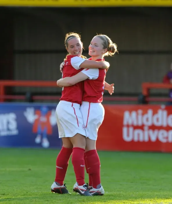 Framed Print : Arsenal Women's Champions League Triumph: Kim Little and Jordan Nobbs Historic 5-1 Victory over Rayo Vallecano