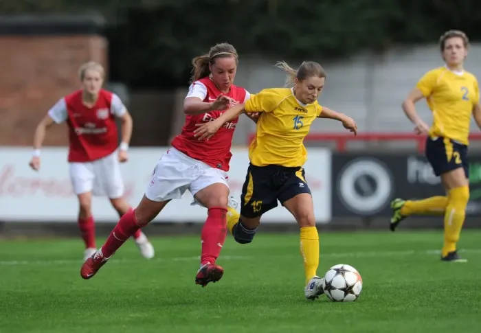 Framed Print : Arsenal Women's Champions League Triumph: Jordan Nobbs Scores Six in Historic 6-0 Victory over Bobruichanka