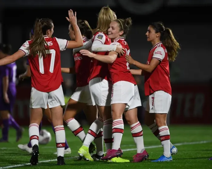 Framed Print : Arsenal Women's Champions League Triumph: Kim Little Scores the Winning Goal Framed Print : Arsenal Women's Champions League Triumph: Kim Little Scores the Winning Goal