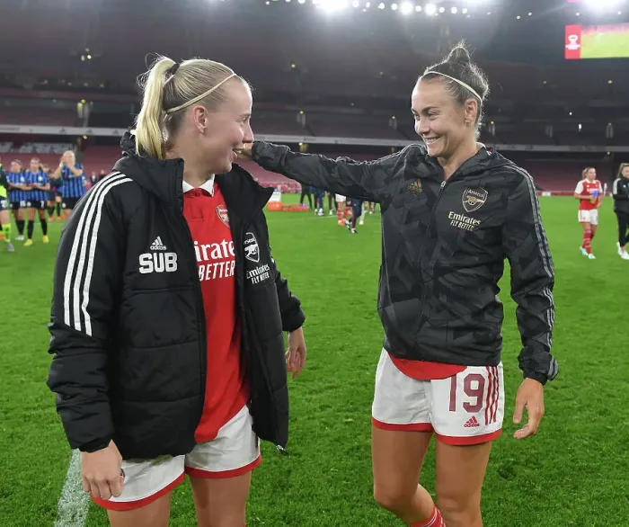 Framed Print : Arsenal Women's Champions League Victory: Beth Mead and Caitlin Foord Celebrate Triumph over FC Zurich Framed Print : Arsenal Women's Champions League Victory: Beth Mead and Caitlin Foord Celebrate Triumph over FC Zurich