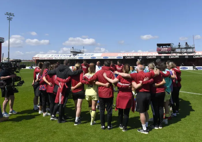 Framed Print : Arsenal Women's Coach Jonas Eidevall Addresses Team After West Ham Match