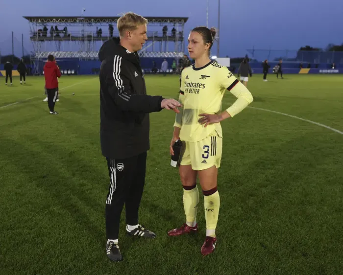 Framed Print : Arsenal Women's Coach Jonas Eidevall Congratulates Lotte Wubben-Moy after Everton Clash (Everton Women vs Arsenal Women, FA WSL 2021-22) Framed Print : Arsenal Women's Coach Jonas Eidevall Congratulates Lotte Wubben-Moy after Everton Clash (Everton Women vs Arsenal Women, FA WSL 2021-22)