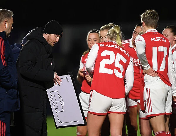 Arsenal Women's Coach Jonas Eidevall Gives Instructions during Conti Cup Match against Aston Villa