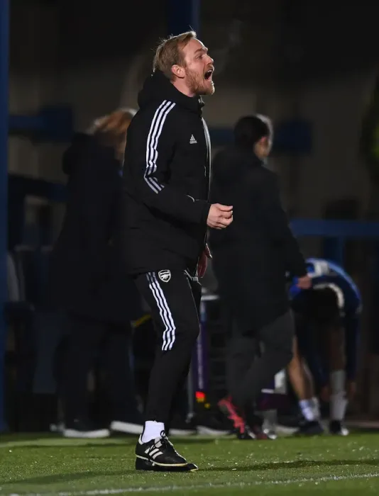 Framed Print : Arsenal Women's Coach Jonas Eidevall Leads Team Against Chelsea Women in FA WSL Match