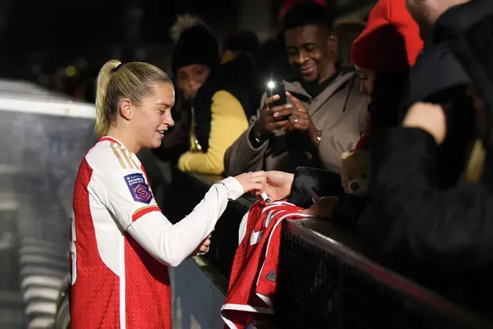 Framed Print : Arsenal Women's Conti Cup Victory: Alessia Russo Connects with Adoring Fans