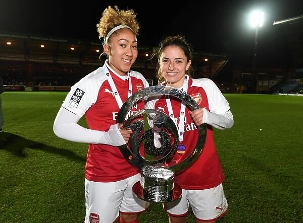 Arsenal Women's Continental Cup Victory: Lauren James and Danielle van de Donk Celebrate with the Trophy