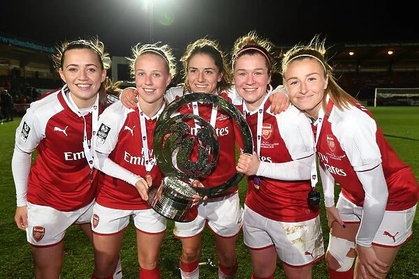 Arsenal Women's Continental Cup Victory: Celebrating with McCabe, Mead, van de Donk, Mitchell, and Williamson