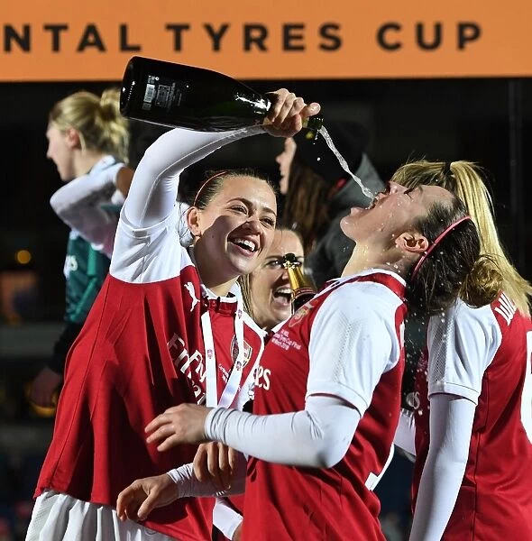 Arsenal Women's Continental Cup Victory: Katie McCabe and Emma Mitchell Celebrate Triumph over Manchester City Ladies