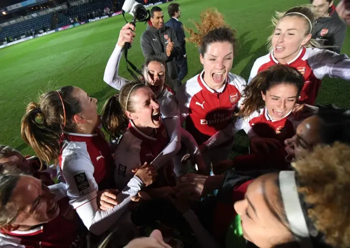 Framed Print : Arsenal Women's Continental Cup Victory: McCabe, O'Reilly, Janssen Celebrate Triumph Over Manchester City