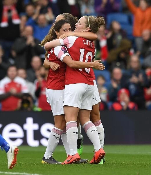 Arsenal Women's Danielle van de Donk and Kim Little Celebrate Goal Against Brighton & Hove Albion Women