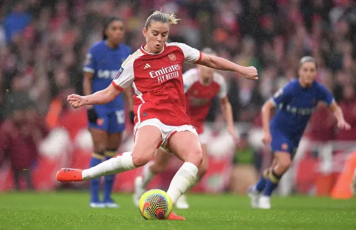 Framed Print : Arsenal Women's Dominance: Alessia Russo Scores Penalty in 4-1 Win Over Chelsea Framed Print : Arsenal Women's Dominance: Alessia Russo Scores Penalty in 4-1 Win Over Chelsea