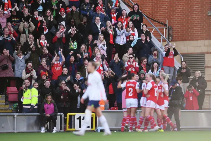 Framed Print : Arsenal Women's Dominance: Caitlin Foord Celebrates Fourth Goal Against Tottenham Hotspur in FA WSL Clash Framed Print : Arsenal Women's Dominance: Caitlin Foord Celebrates Fourth Goal Against Tottenham Hotspur in FA WSL Clash