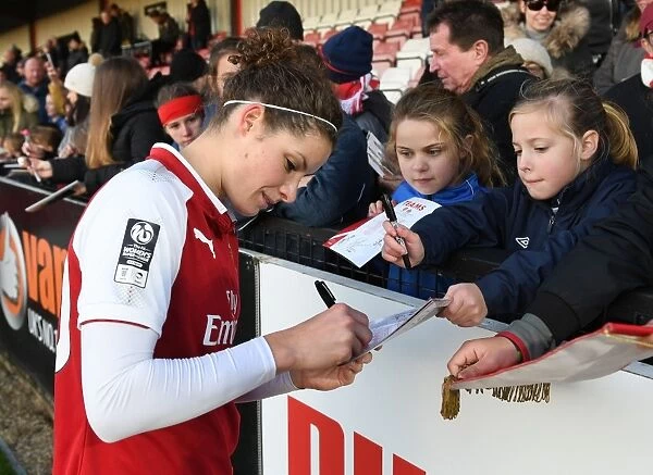 Arsenal Women's Dominique Janssen Celebrates with Fans after Victory over Sunderland