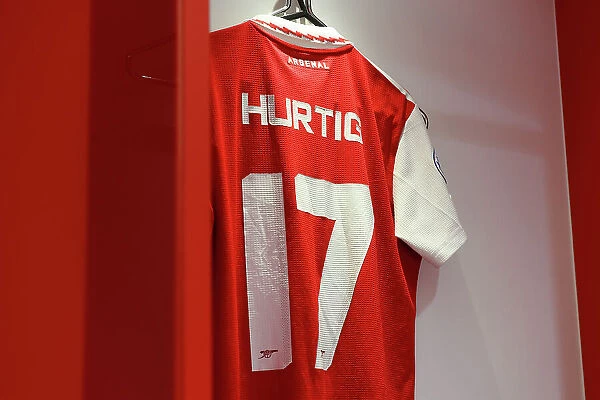 Arsenal Women's Dressing Room: Lina Hurtig's Shirt Before Semifinal vs. VfL Wolfsburg, UEFA Women's Champions League 2022-23