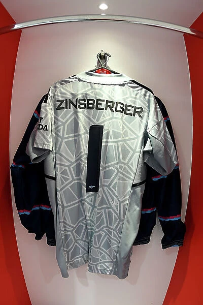 Arsenal Women's Dressing Room: Manuela Zinsberger's Shirt before Arsenal v VfL Wolfsburg Semifinal