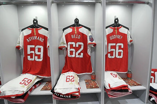 Arsenal Women's Dressing Room: Michelle Agyemang, Katie Reid, and Freya Godfrey Prepare for Arsenal v Aston Villa (2022-23)