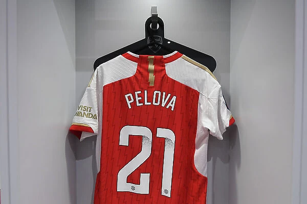 Arsenal Women's Dressing Room: Victoria Pelova's Shirt Before Arsenal vs. Aston Villa (2022-23)
