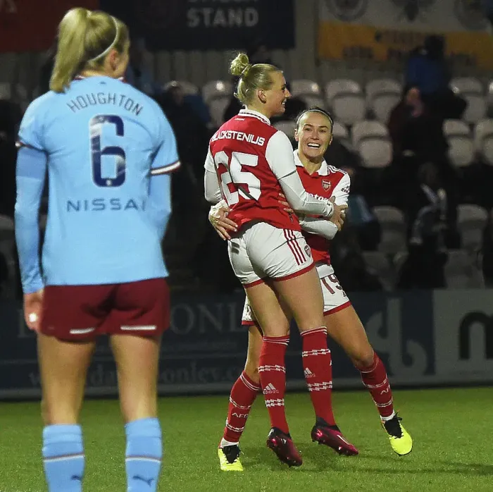 Framed Print : Arsenal Women's FA Cup Semi-Final Victory: Stina Blackstenius Scores the Winner Against Manchester City Framed Print : Arsenal Women's FA Cup Semi-Final Victory: Stina Blackstenius Scores the Winner Against Manchester City