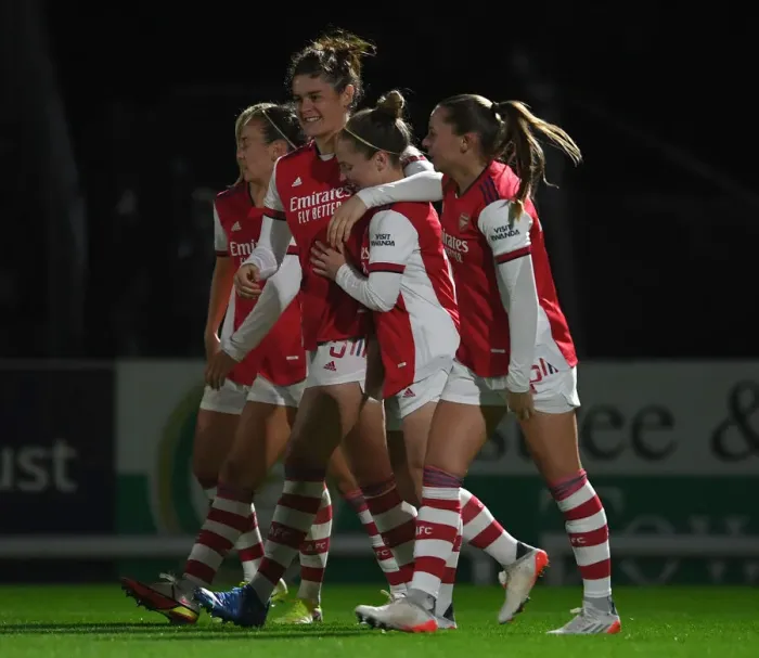 Framed Print : Arsenal Women's FA Cup Triumph: Kim Little Scores Historic Goal in Semi-Final Victory over Brighton & Hove Albion