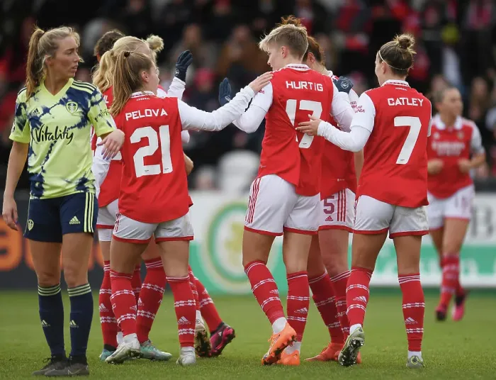 Framed Print : Arsenal Women's FA Cup Triumph: Lina Hurtig Nets Historic Fourth Goal vs. Leeds