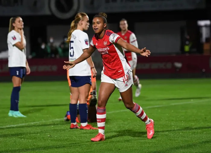 Framed Print : Arsenal Women's FA Cup Triumph: Nikita Parris Scores Historic Fourth Goal vs. Tottenham Hotspur
