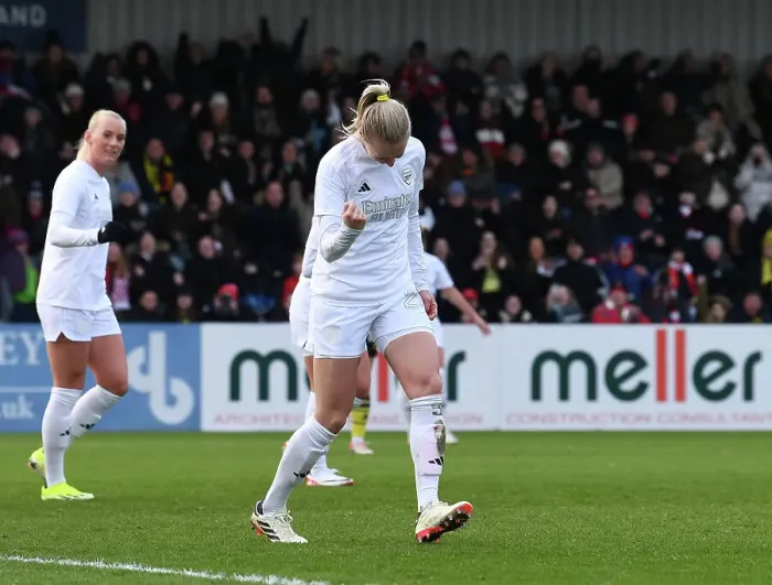 Framed Print : Arsenal Women's FA Cup Victory: Amanda Ilestedt Scores Fourth Goal Against Watford Women