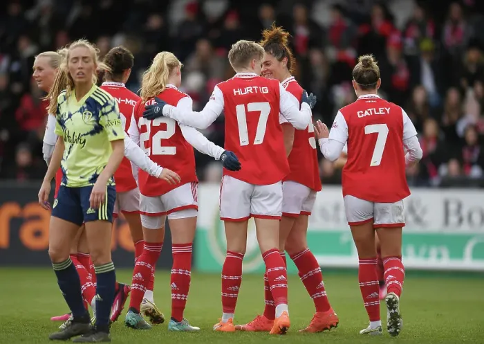 Framed Print : Arsenal Women's FA Cup Victory: Lina Hurtig Scores Fourth Goal Against Leeds