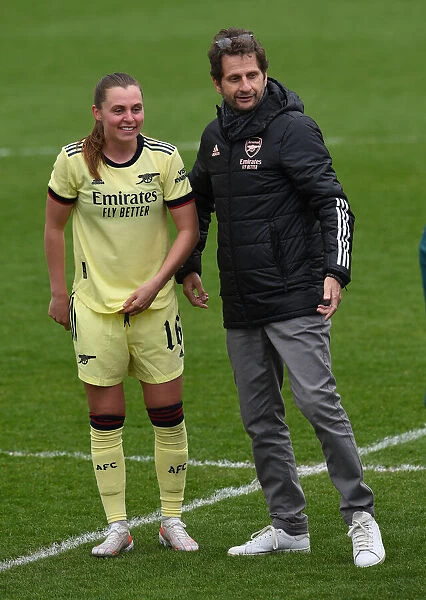 Arsenal Women's FA Cup Victory: Manager Joe Montemurro Celebrates with Noelle Maritz