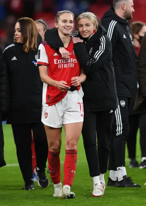 Framed Print : Arsenal Women's FA Cup Victory: Miedema and Williamson Celebrate at Wembley Framed Print : Arsenal Women's FA Cup Victory: Miedema and Williamson Celebrate at Wembley