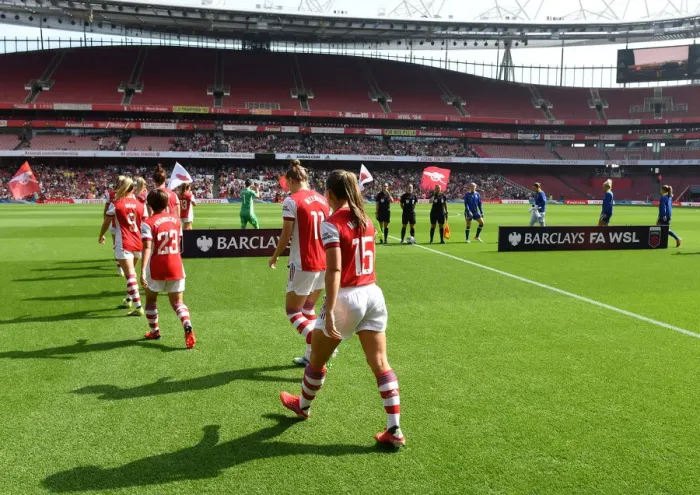 Framed Print : Arsenal Women's FA WSL: Katie McCabe Leads Arsenal Against Chelsea at Emirates Stadium (2021-22)