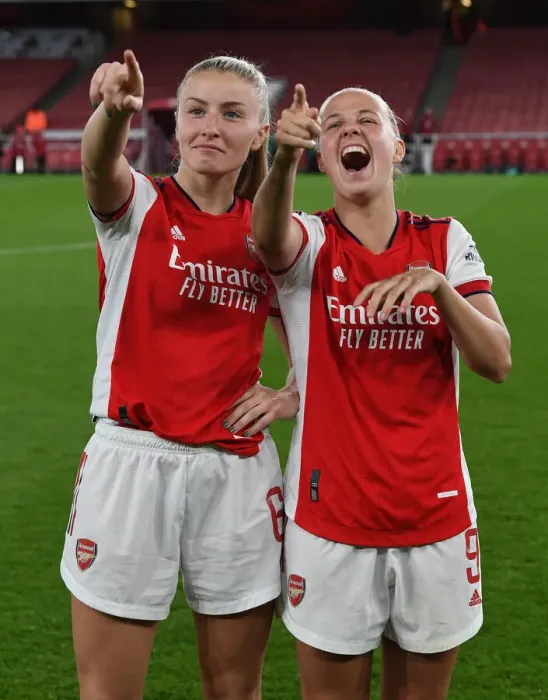 Framed Print : Arsenal Women's FA WSL Victory: Leah Williamson and Beth Mead Celebrate Championship Win Over Tottenham Hotspur