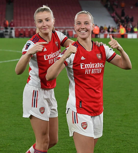 Arsenal Women's FA WSL Victory: Leah Williamson and Beth Mead Celebrate Triumph Over Tottenham Hotspur