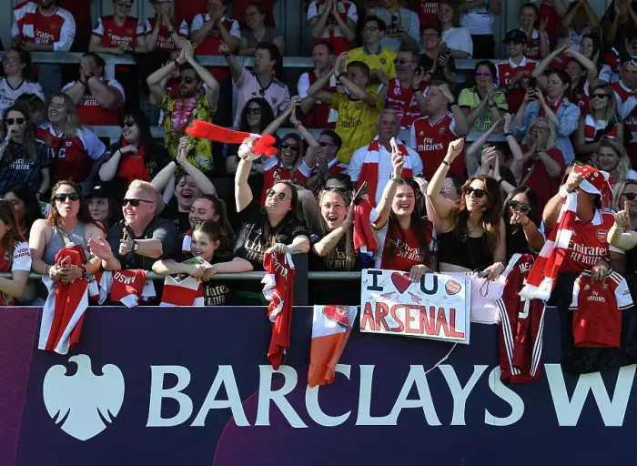 Framed Print : Arsenal Women's Fans Celebrate FA Women's Super League Victory Framed Print : Arsenal Women's Fans Celebrate FA Women's Super League Victory