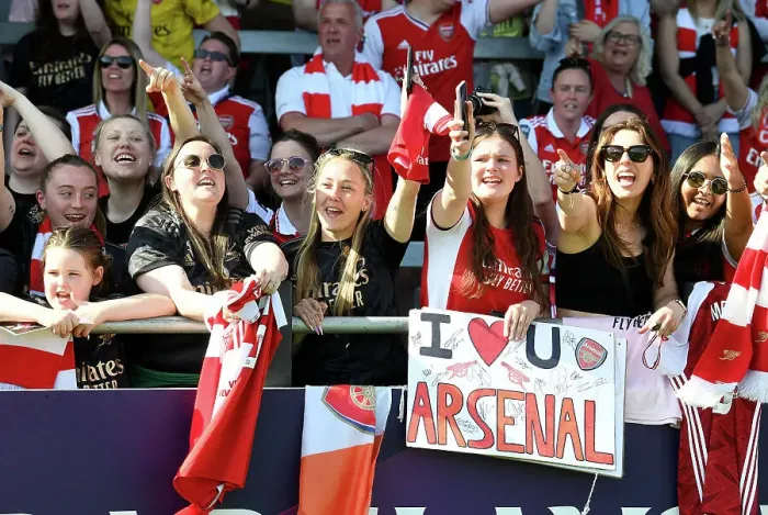 Framed Print : Arsenal Women's Fans Rejoice in Victory over Aston Villa in FA Women's Super League (2022-23)