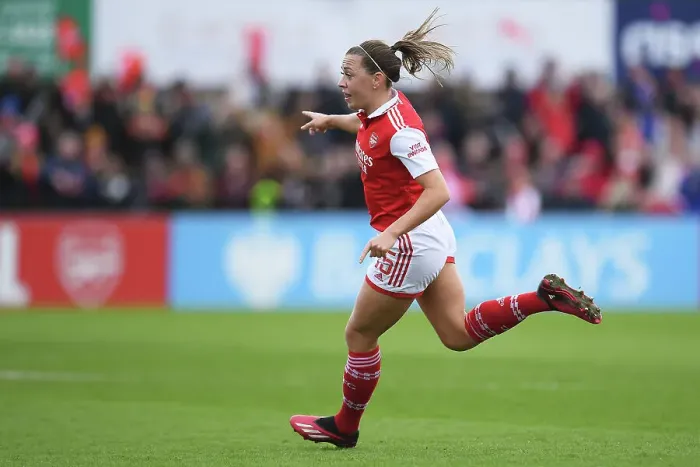 Framed Print : Arsenal Women's Glory: Katie McCabe Scores the Decisive Goal Against Manchester City in FA Women's Super League