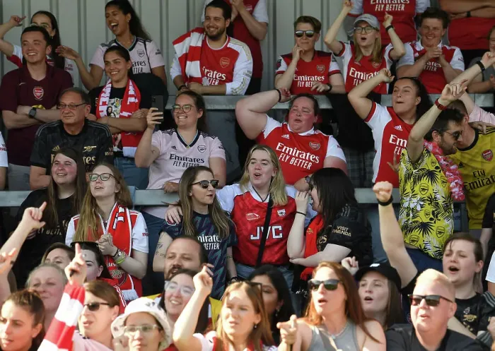 Framed Print : Arsenal Women's Historic FA WSL Victory: Celebrating with Passionate Fans Framed Print : Arsenal Women's Historic FA WSL Victory: Celebrating with Passionate Fans