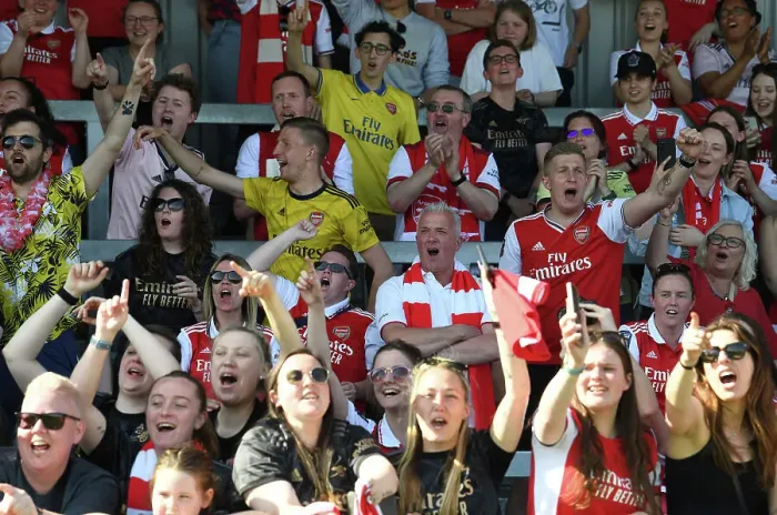 Framed Print : Arsenal Women's Historic FA WSL Victory: Jubilant Fans Celebrate at Meadow Park (2022-23) Framed Print : Arsenal Women's Historic FA WSL Victory: Jubilant Fans Celebrate at Meadow Park (2022-23)
