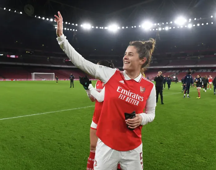 Framed Print : Arsenal Women's Historic UEFA Champions League Victory: Jennifer Beattie's Emotional Celebration at Emirates Stadium Framed Print : Arsenal Women's Historic UEFA Champions League Victory: Jennifer Beattie's Emotional Celebration at Emirates Stadium