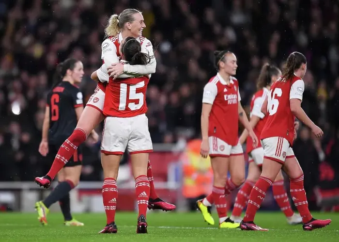 Framed Print : Arsenal Women's Historic UEFA Champions League Victory: Stina Blackstenius's Game-winning Goal vs Bayern Munich