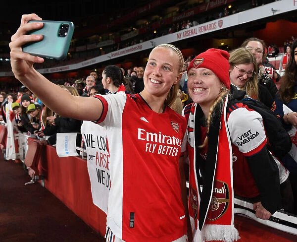 Arsenal Women's Historic Victory: Beth Mead Celebrates with Adoring Fans at Emirates Stadium