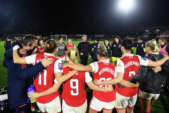 Framed Print : Arsenal Women's Historic Victory: Jonas Eidevall and Team Celebrate Barclays WSL Title Triumph Over West Ham United