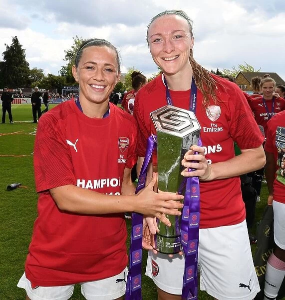 Arsenal Women's Historic WSL Title Win: McCabe and Quinn Celebrate with the Trophy