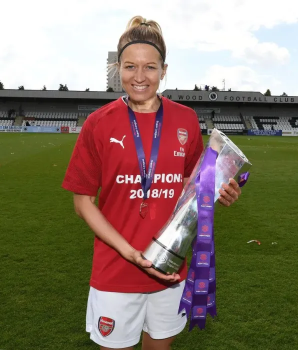Framed Print : Arsenal Women's Historic WSL Title Win: Janni Arnth Celebrates with the Trophy Framed Print : Arsenal Women's Historic WSL Title Win: Janni Arnth Celebrates with the Trophy