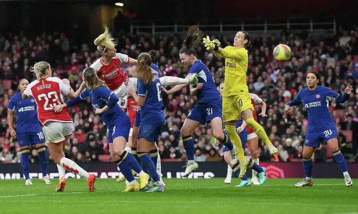 Framed Print : Arsenal Women's Ilestedt Scores Stunning Goal in Thrilling 2023-24 Barclays WSL Clash Against Chelsea Women at Emirates Stadium Framed Print : Arsenal Women's Ilestedt Scores Stunning Goal in Thrilling 2023-24 Barclays WSL Clash Against Chelsea Women at Emirates Stadium