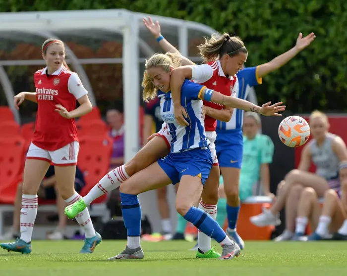 Framed Print : Arsenal Women's Katie McCabe Stars in Pre-Season Victory over Brighton & Hove Albion Women