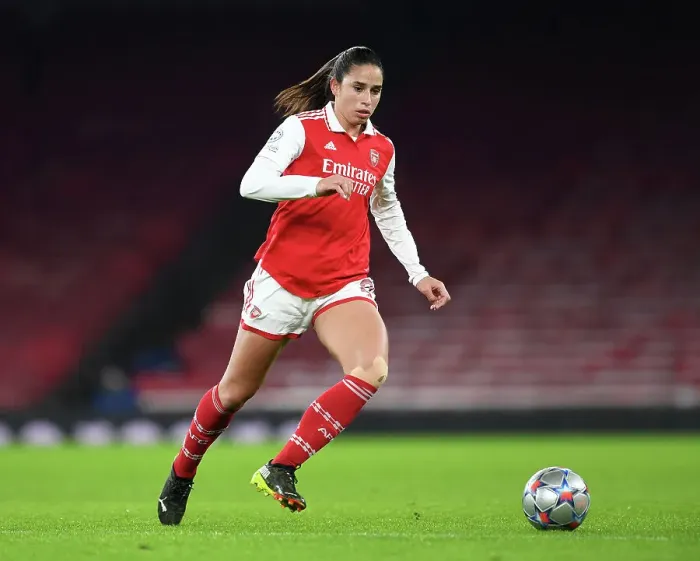 Framed Print : Arsenal Women's Kim Little: Focus and Preparation Ahead of Arsenal vs Olympique Lyonnais - UEFA Women's Champions League (2022-23)